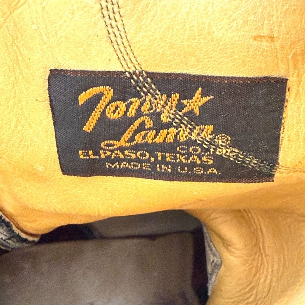 Tony Lama Western Boots Mens Size 10 Vintage Shoes Black Leather Roper 9717 USA - Picture 9 of 13